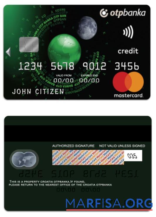 Blank Croatia OTP Banka Standard credit Mastercard sample